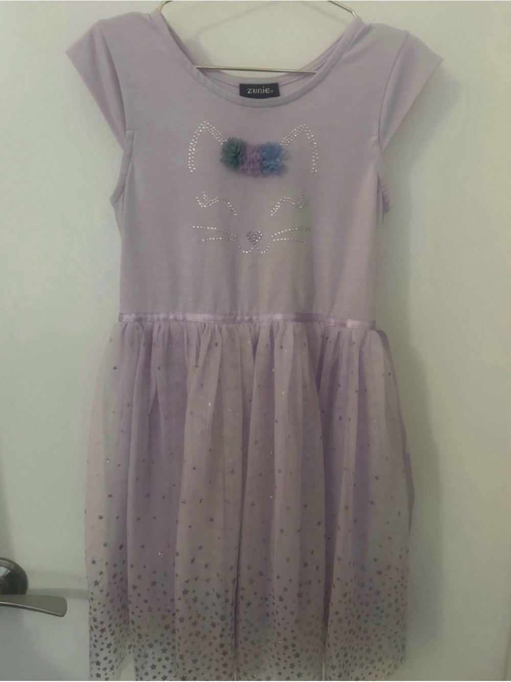 Zunie Girls Lavender Cat Tulle Star Dress Size 6X